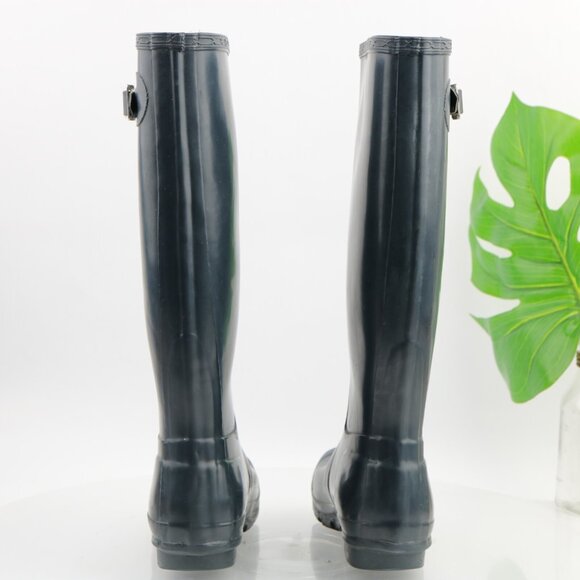 Hunter Womens Original Rain Boot Size 5 Tall Navy Blue Wellie Waterproof Pull On - Picture 6 of 12